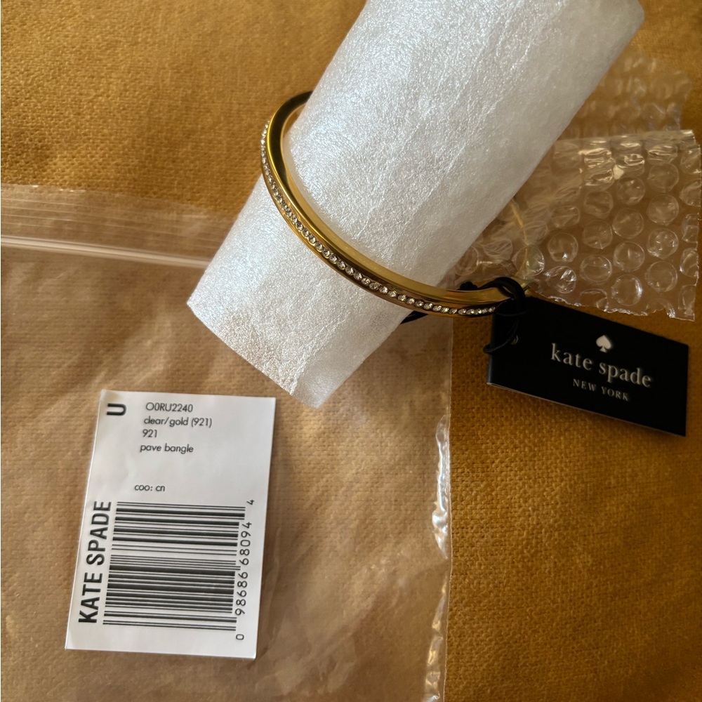 New - Kate Spade “Ring It Up Pave” Bangle Gold hindged